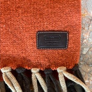 Coach Burnt Orange Wool Scarf with Fringe